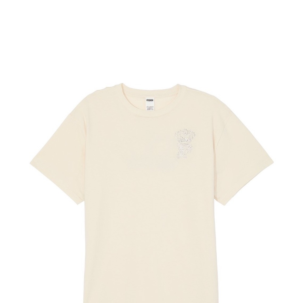 NEW PINK CAMPUS BLING COTTON TEE Limited Edition IN White shell Bling - Picture 5 of 5